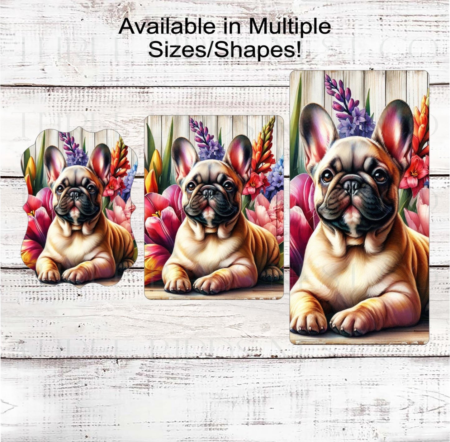 Dog Wreath Sign, French Bulldog, Frenchie Dog, Spring Flowers, Floral Wreath Sign