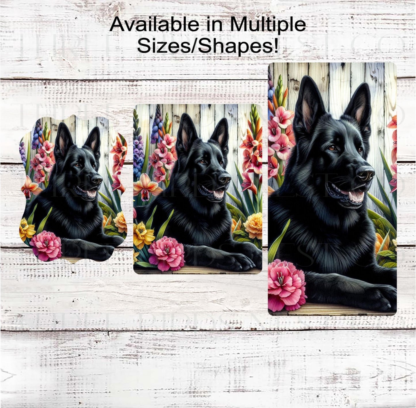 Dog Wreath Sign, German Shepherd Dog, Spring Flowers, Floral Wreath Sign