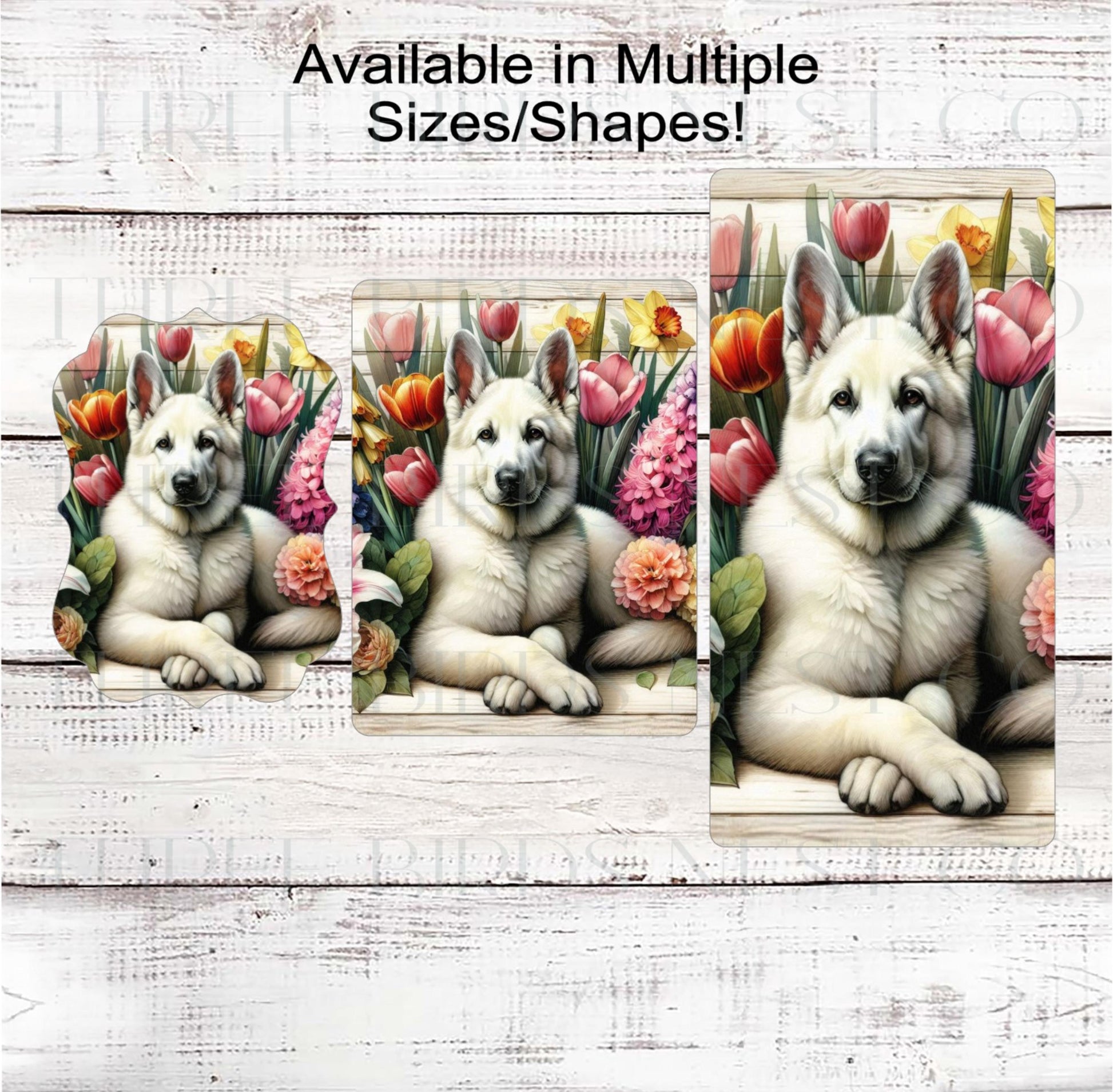 Dog Wreath Sign, German Shepherd Dog, Spring Flowers, Floral Wreath Sign