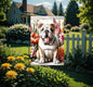 A beautiful English Bulldog dog surrounded by gorgeous flowers.