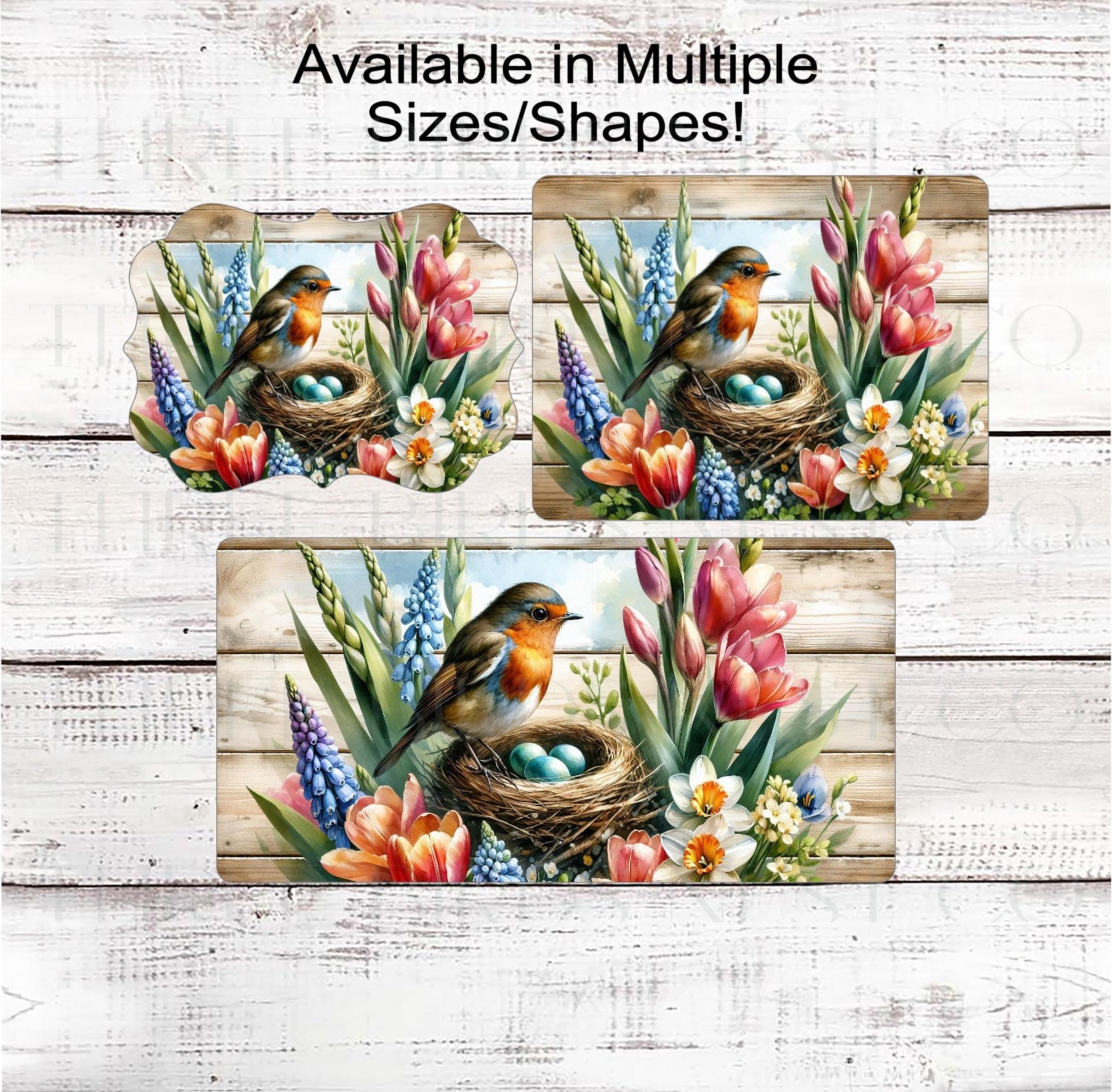 Robin Wreath Sign, Rustic Farmhouse Decor, Spring Flowers, Bird Nest