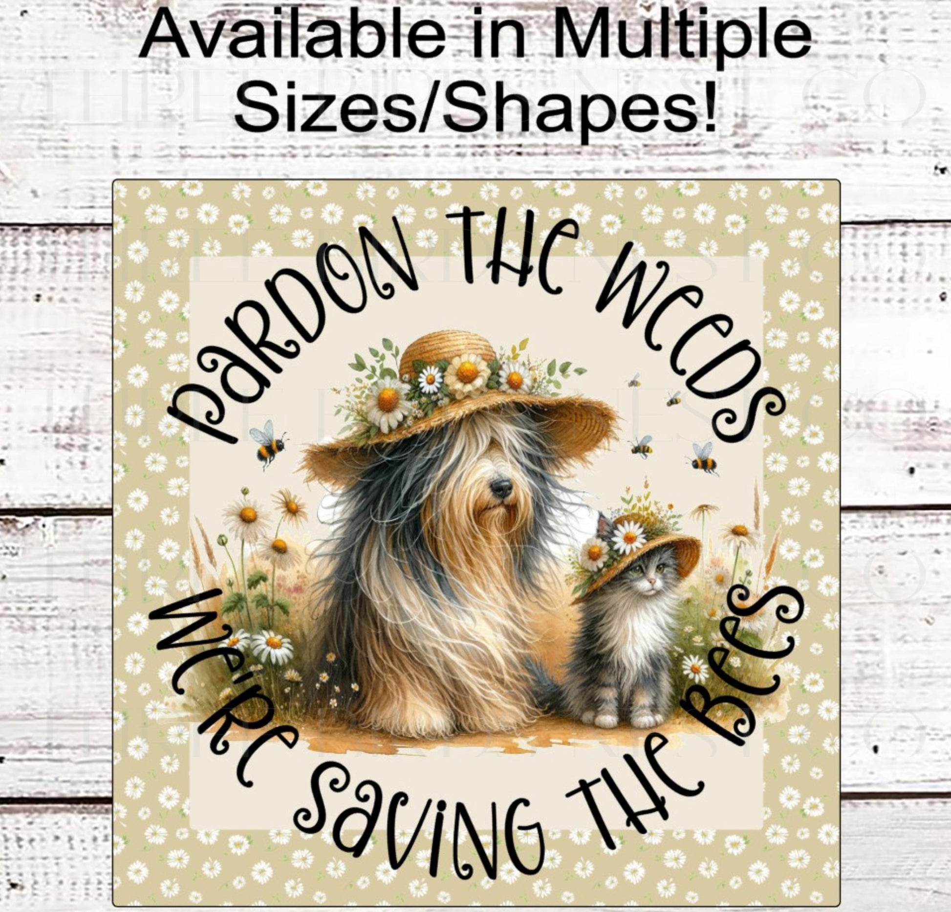 Pardon the Weeds, Saving the Bees, Pollinators Garden Wreath Sign - Honey Bee Sign - Dog and Cat Lover