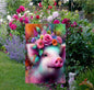 An adorable floral pig Garden Flag