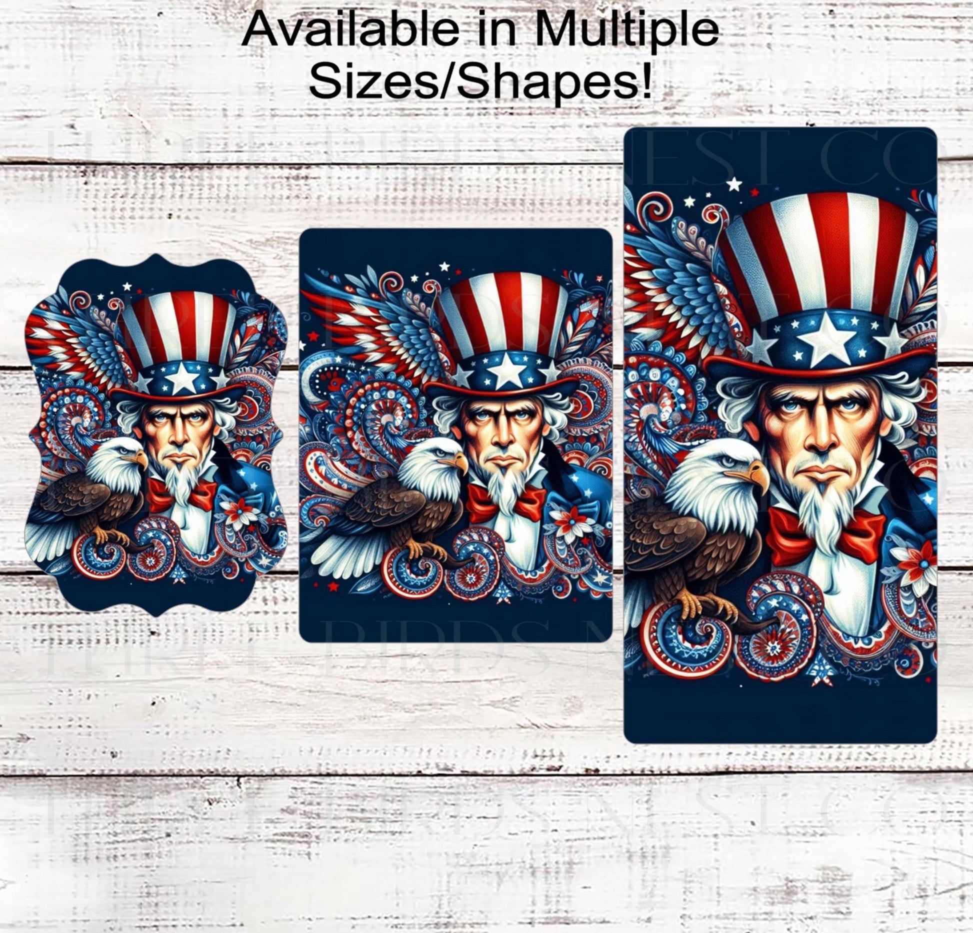 Patriotic Wreath Sign, Uncle Sam, Bald Eagle, God Bless America