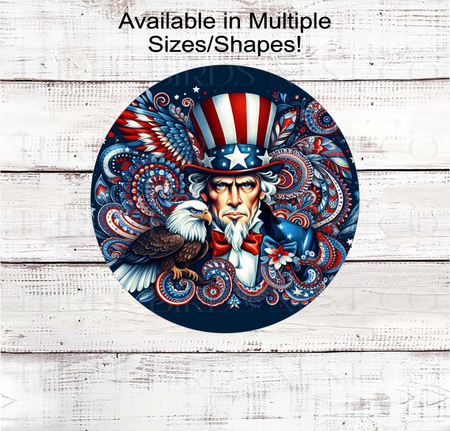 A beautiful collage with Uncle Sam, a Bald Eagle and all things patriotic.