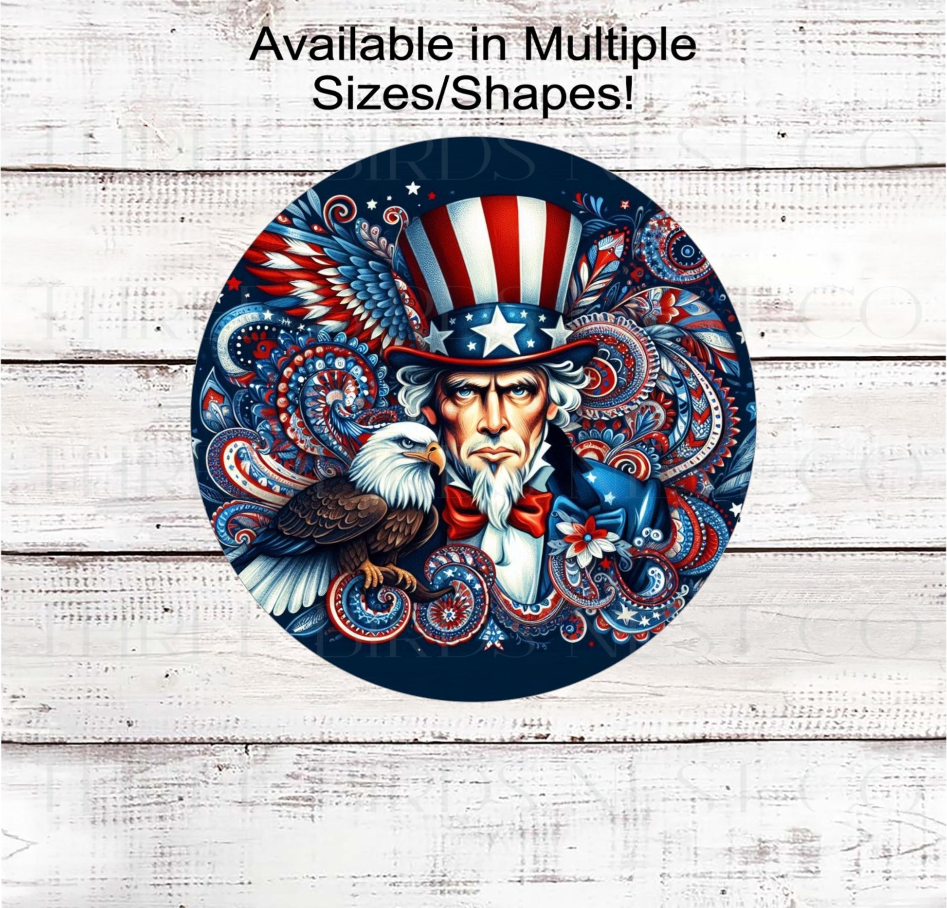 A beautiful collage with Uncle Sam, a Bald Eagle and all things patriotic.