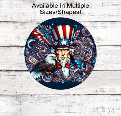A beautiful collage with Uncle Sam, a Bald Eagle and all things patriotic.