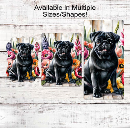 Dog Wreath Sign, Pug Dog, Spring Flowers, Floral Wreath Sign