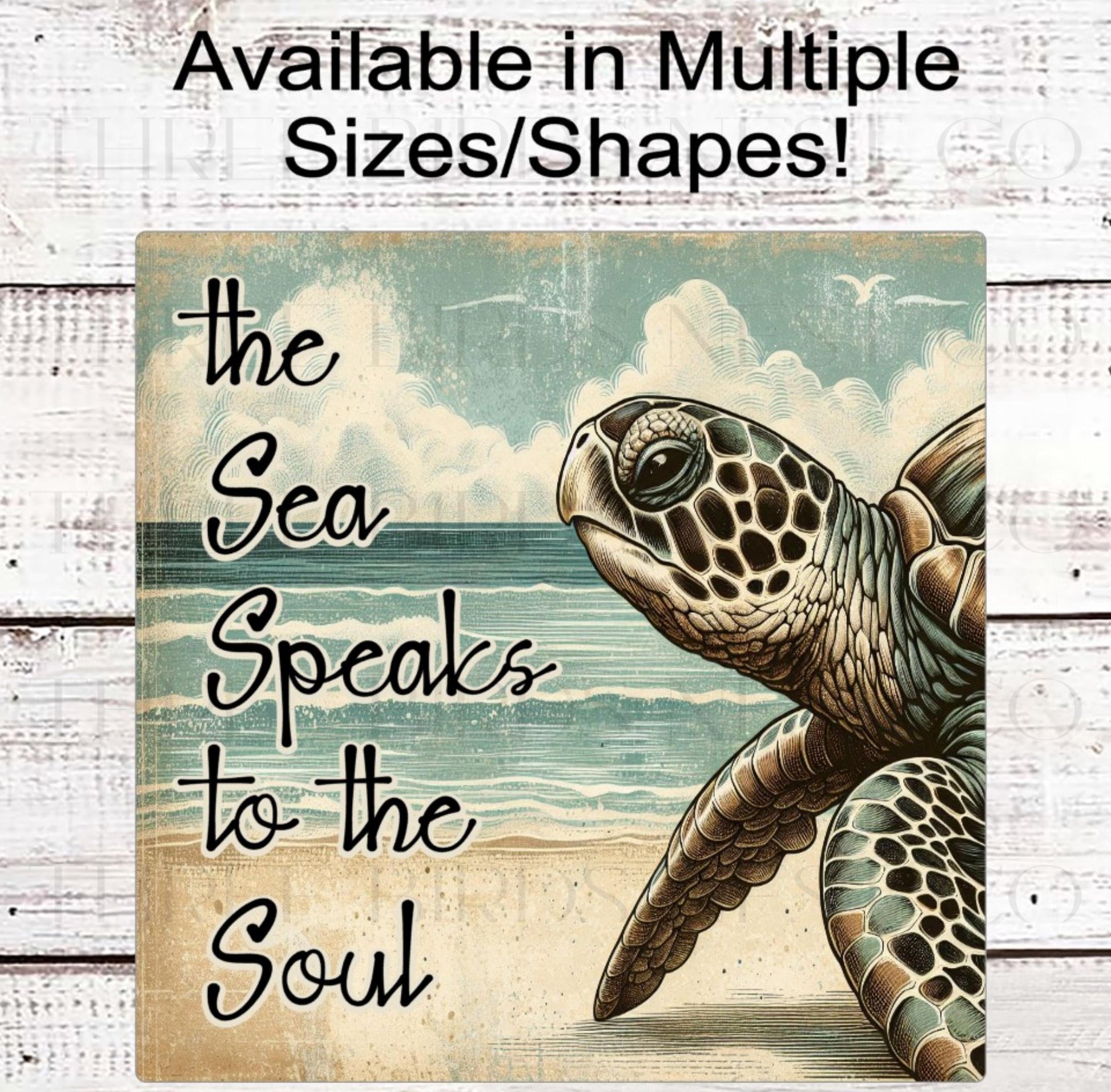 Beach Wreath Sign, The Sea Speaks to the Soul, Sea Turtle Lover, Ocean Nautical Decor