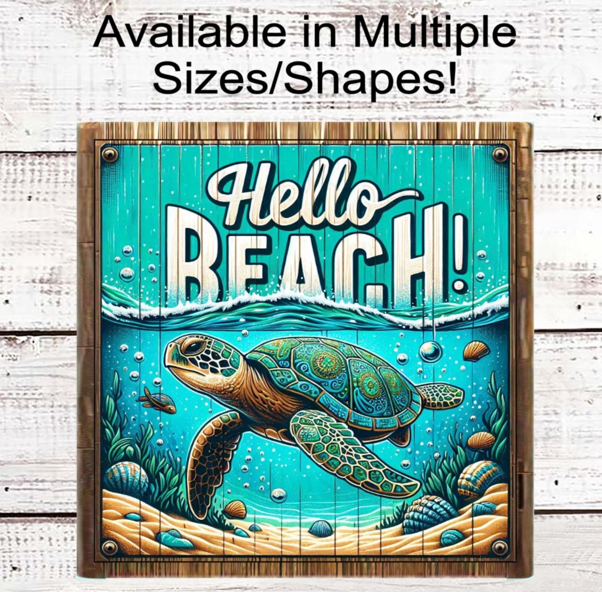 Beach Wreath Sign, Hello Beach, Sea Turtle Lover, Ocean Nautical Decor