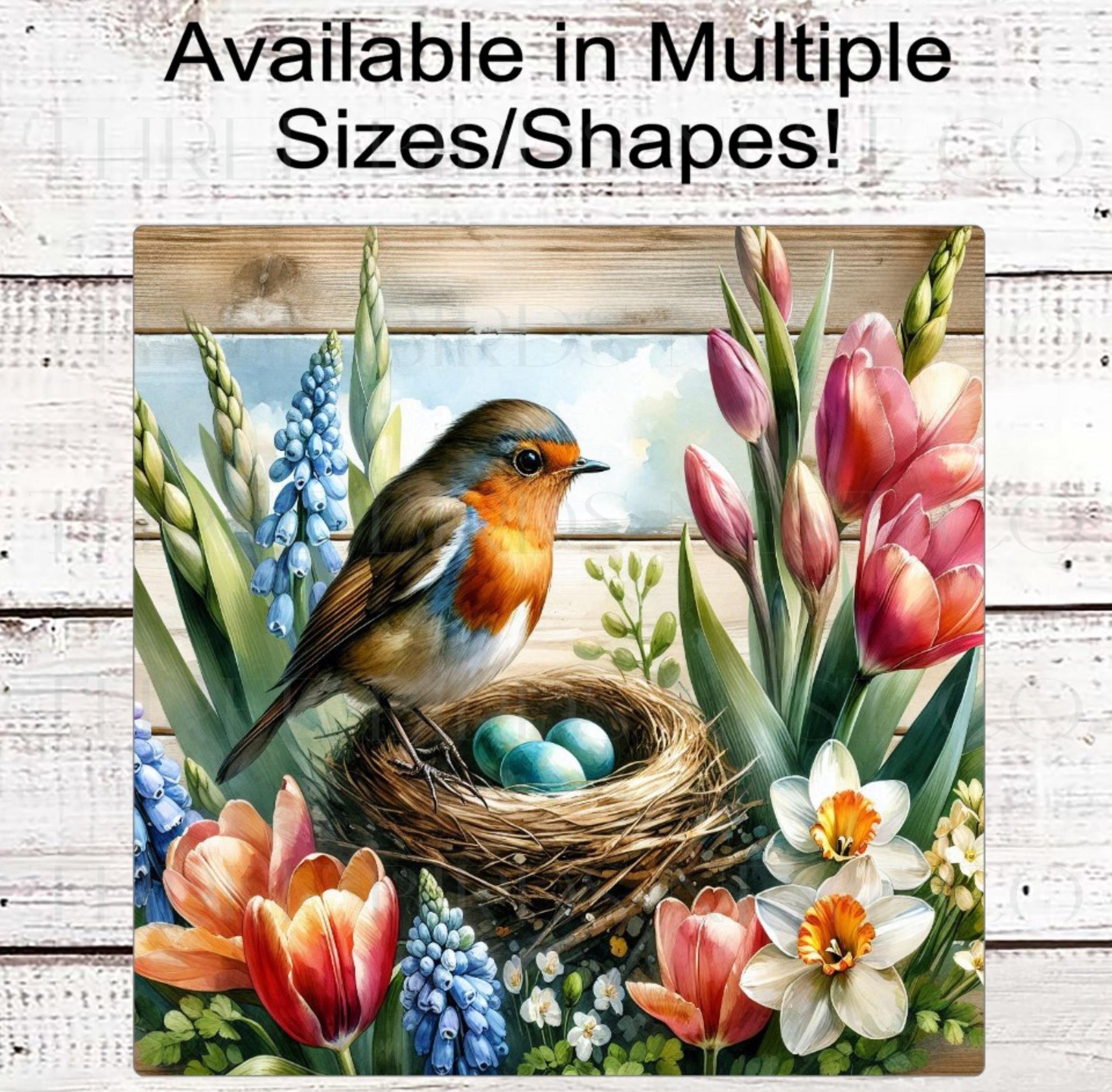 Robin Wreath Sign, Rustic Farmhouse Decor, Spring Flowers, Bird Nest