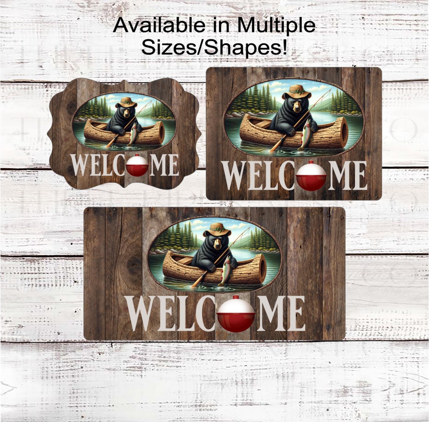 Bear Woodland Wreath Sign, Fisherman, Fishing Bobber, Cabin Decor, Rustic Farmhouse