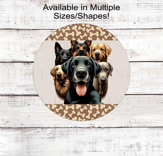 An adorable Dog Selfie Wreath Sign