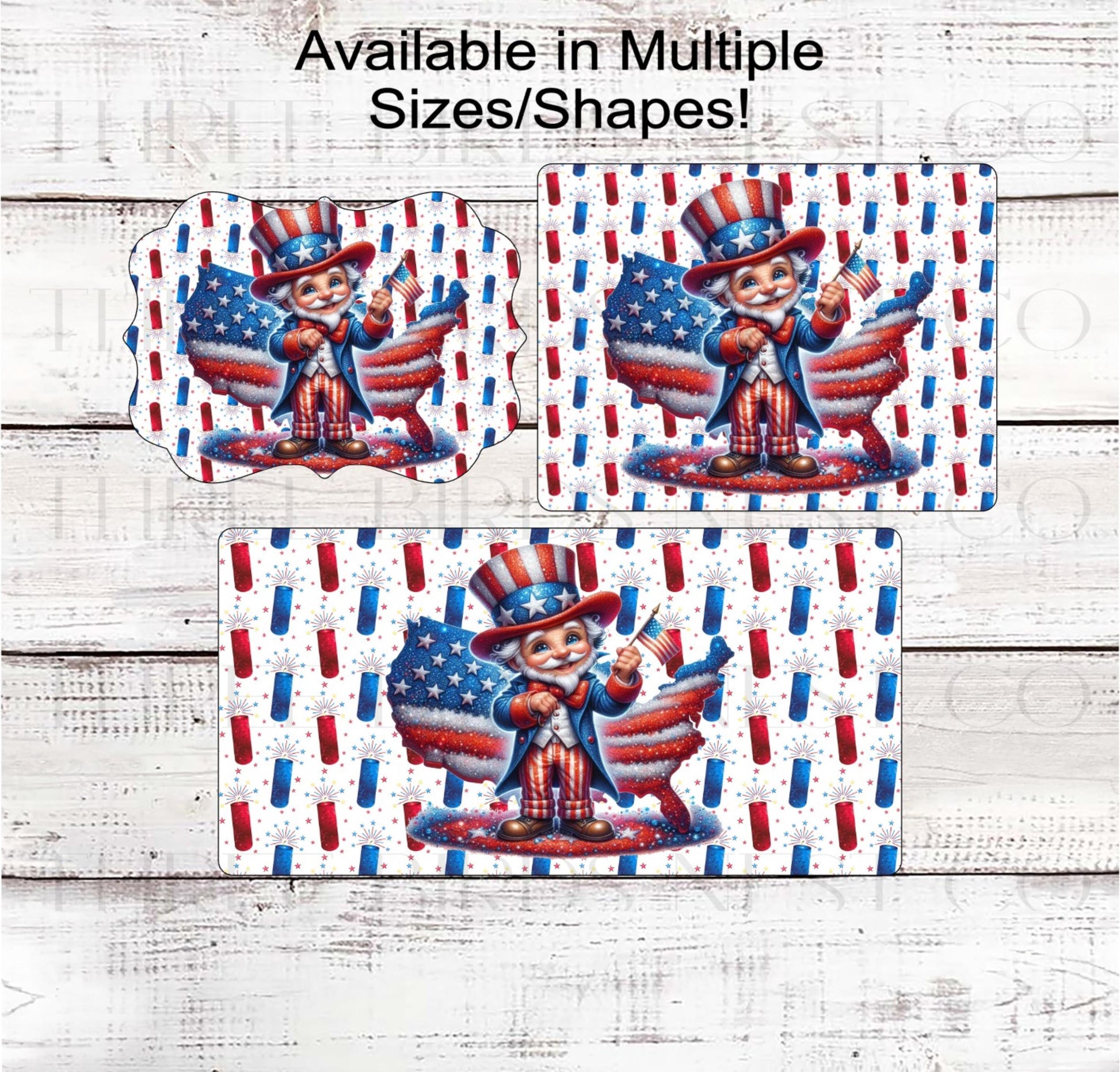 Patriotic Wreath Sign, Uncle Sam, American Flag, God Bless America, Fireworks