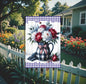 This Patriotic blue and white checkered vase with beautiful red and white peonies will be perfect for your yard decor.