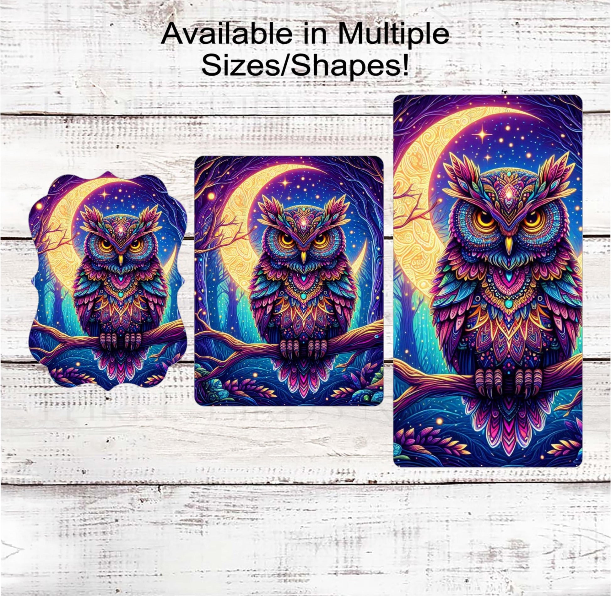 Owl Wreath Sign, Zentangle Woodland Animals, Crescent Moom, Halloween Decor