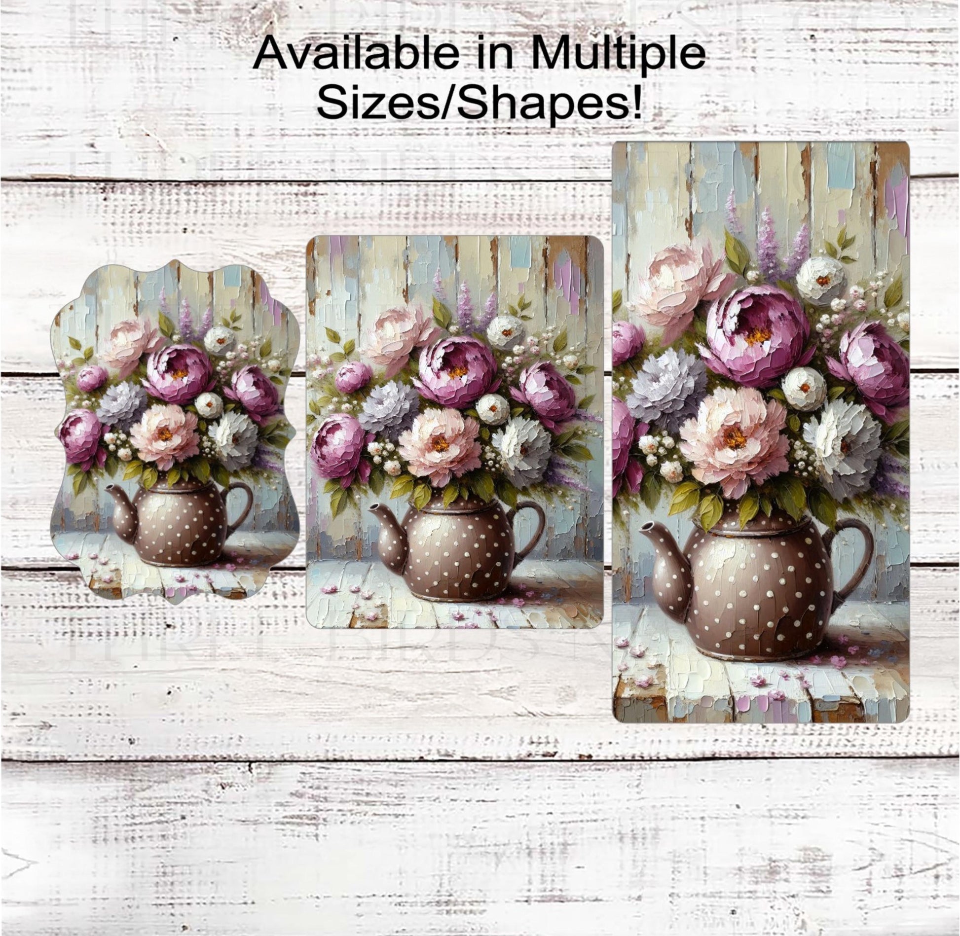 Teapot Wreath Sign, Garden Lover, Pink Peonies