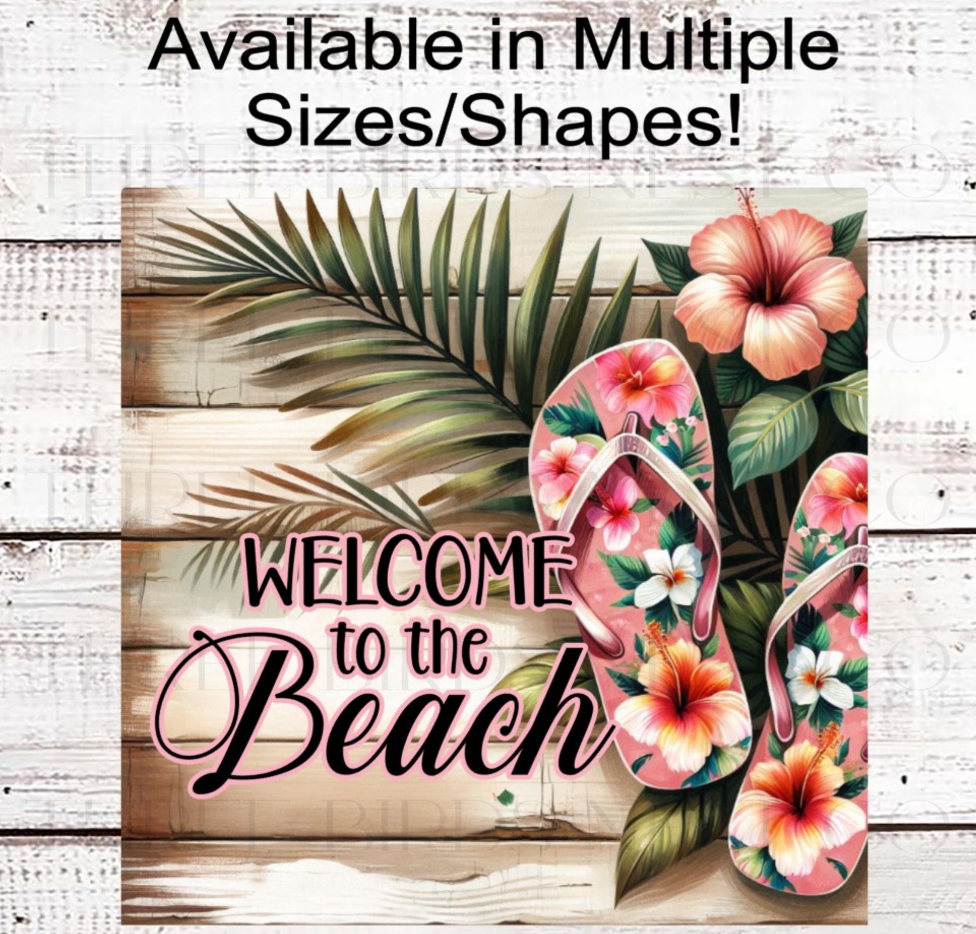 Summer Wreath Sign, Beach Welcome, Flip Flops Lover, Hibiscus Flowers
