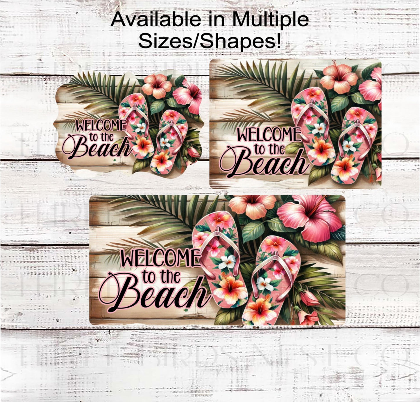 Summer Wreath Sign, Beach Welcome, Flip Flops Lover, Hibiscus Flowers