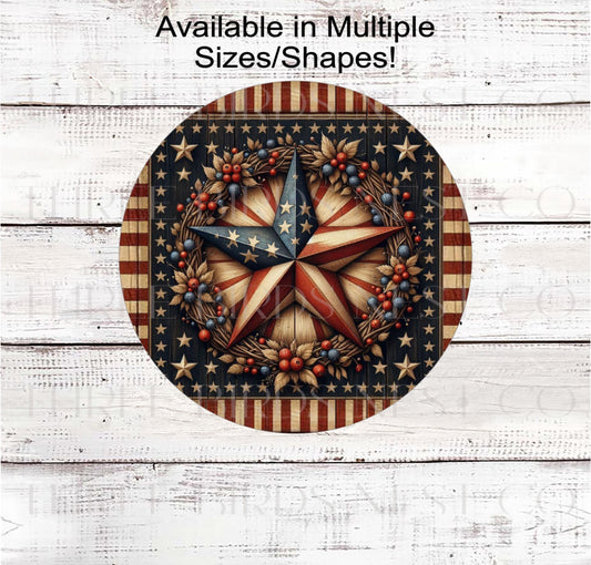 A beautiful Patriotic Barn Star surrounded by pip berries.