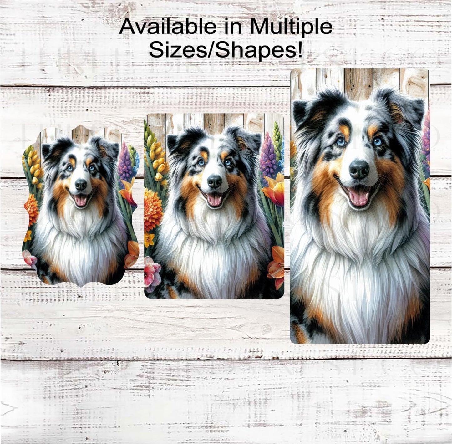 Dog Wreath Sign, Australian Shepherd Dog, Spring Flowers, Floral Wreath Sign