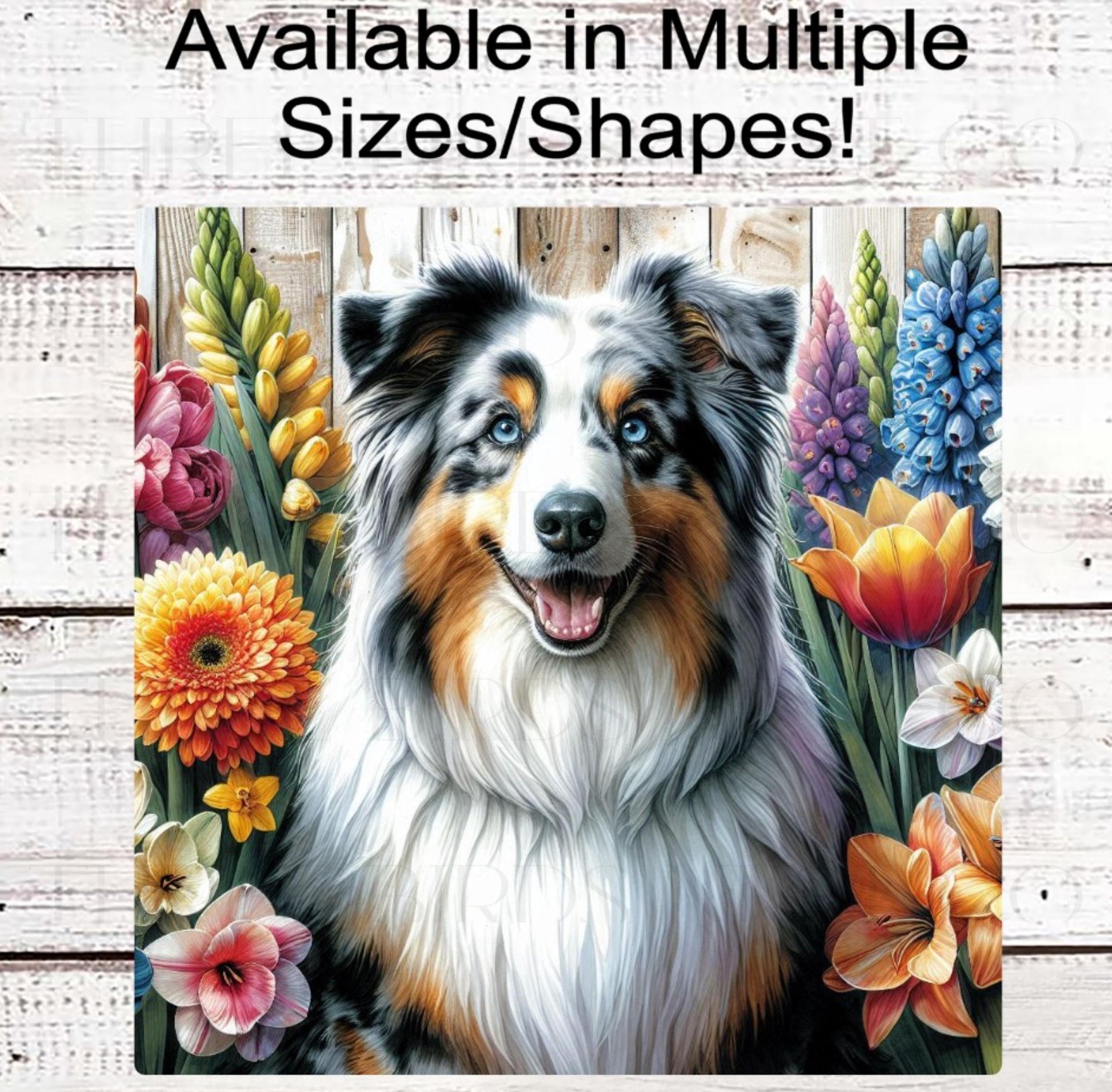 Dog Wreath Sign, Australian Shepherd Dog, Spring Flowers, Floral Wreath Sign
