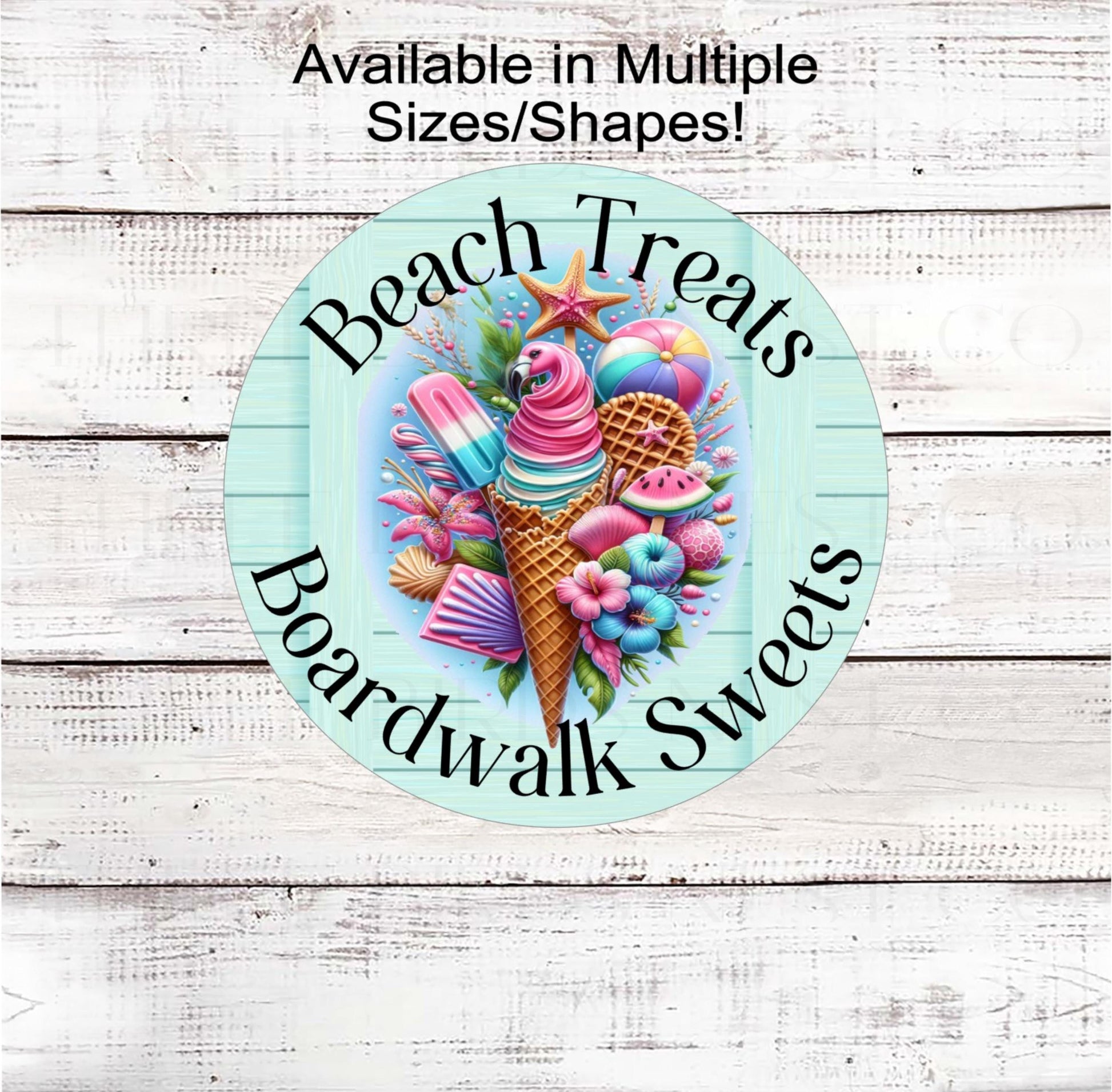 A beautiful array of Beach treats including a Flamingo, ice cream, beach ball, starfish and more!