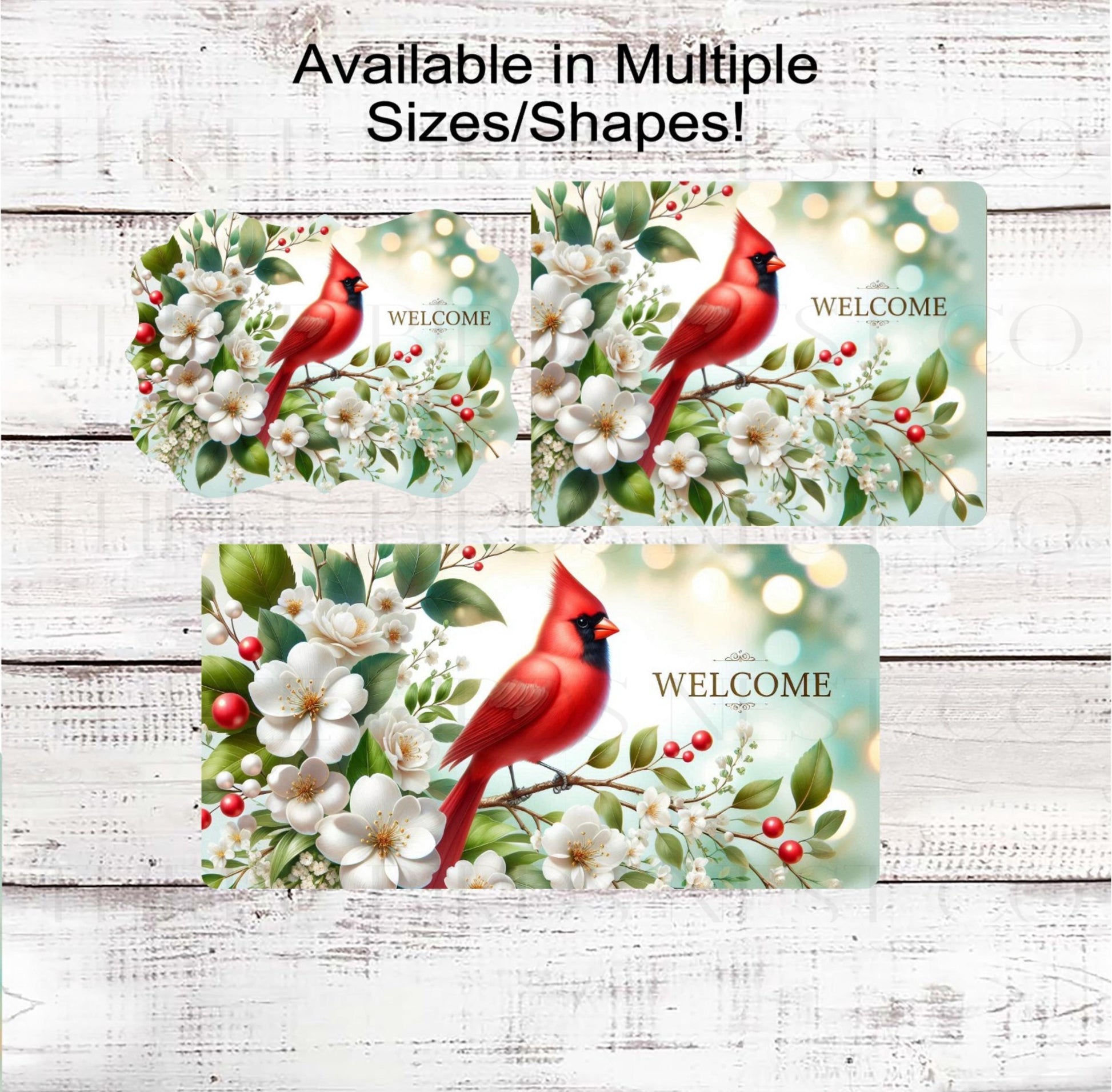 Cardinal Welcome Wreath Sign, Yoshino Cherry Tree, Bird Lover