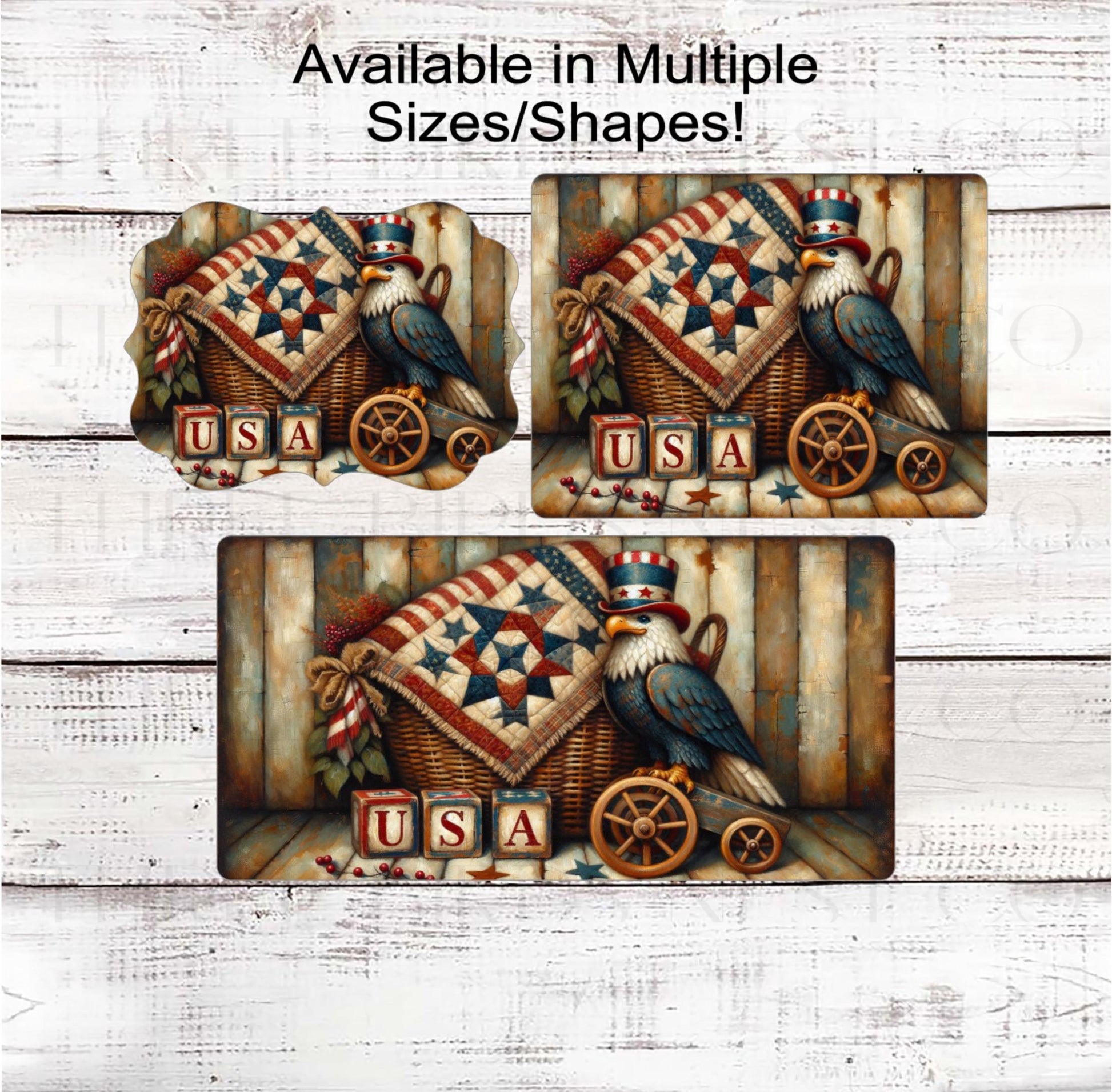 Patriotic Wreath Sign, Primitive Eagle, God Bless America, USA, Americana Quilt