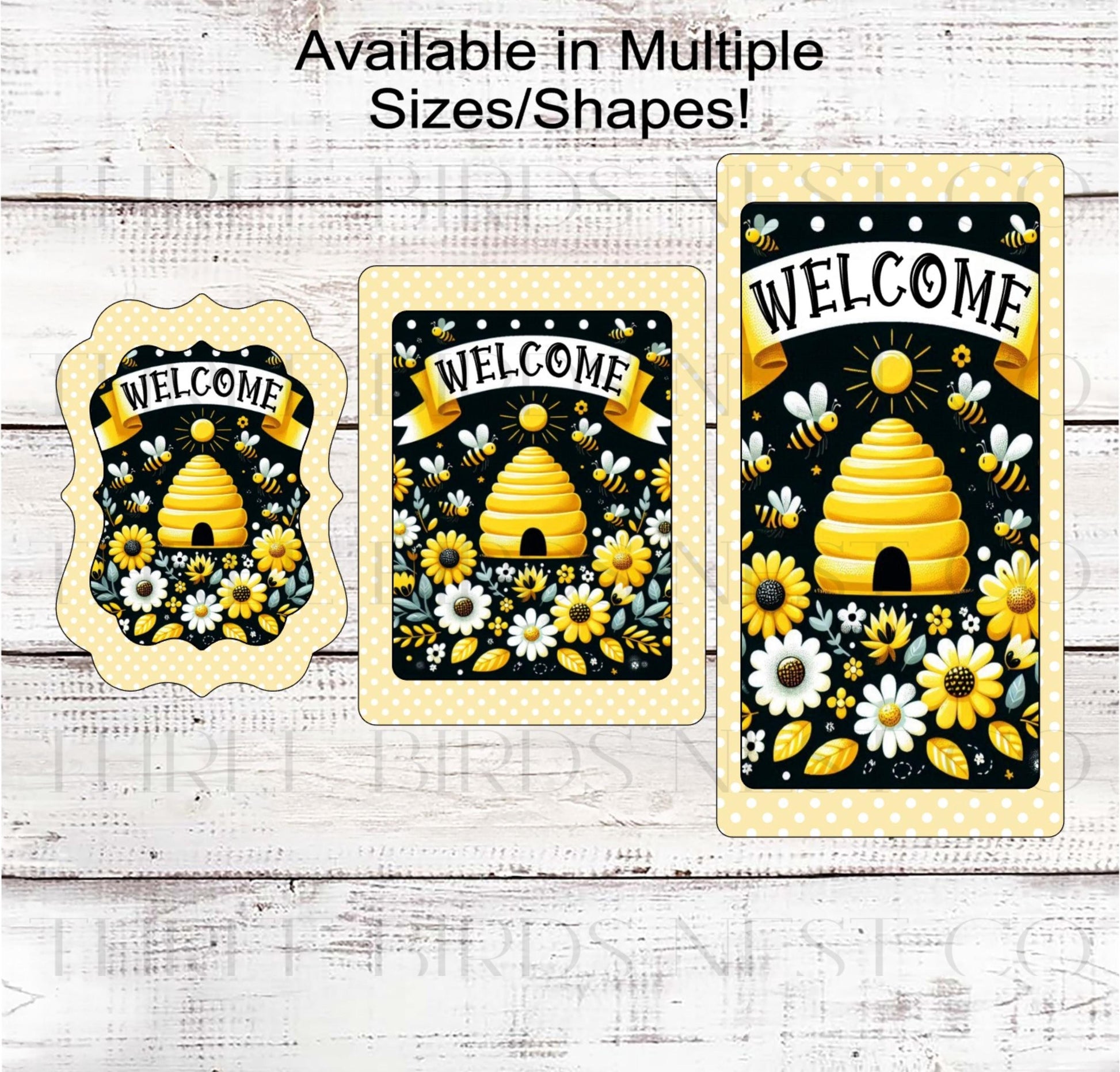 Bee Hive Welcome Wreath Sign, Daisies, Honeybees, Floral Decor