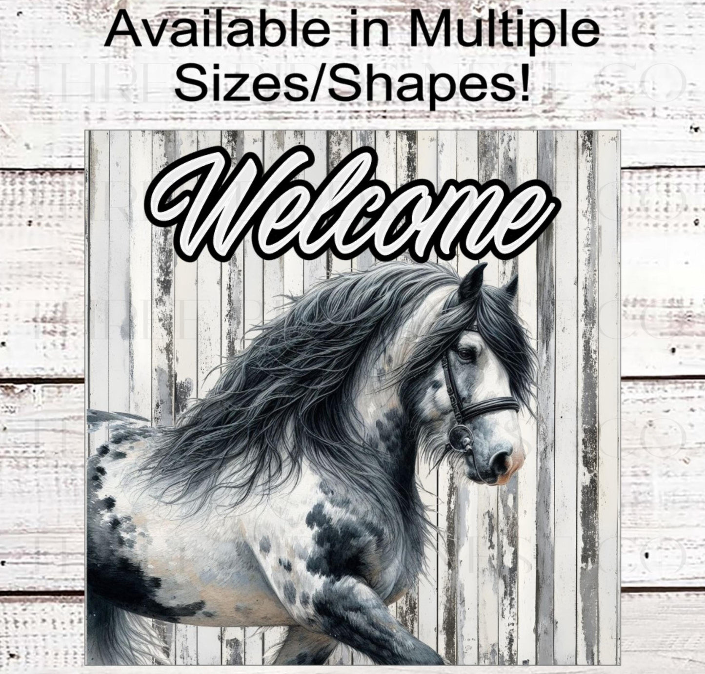 Welcome Wreath Sign, Gypsy Vanner Horse, Rustic Farmhouse, Better on the Farm