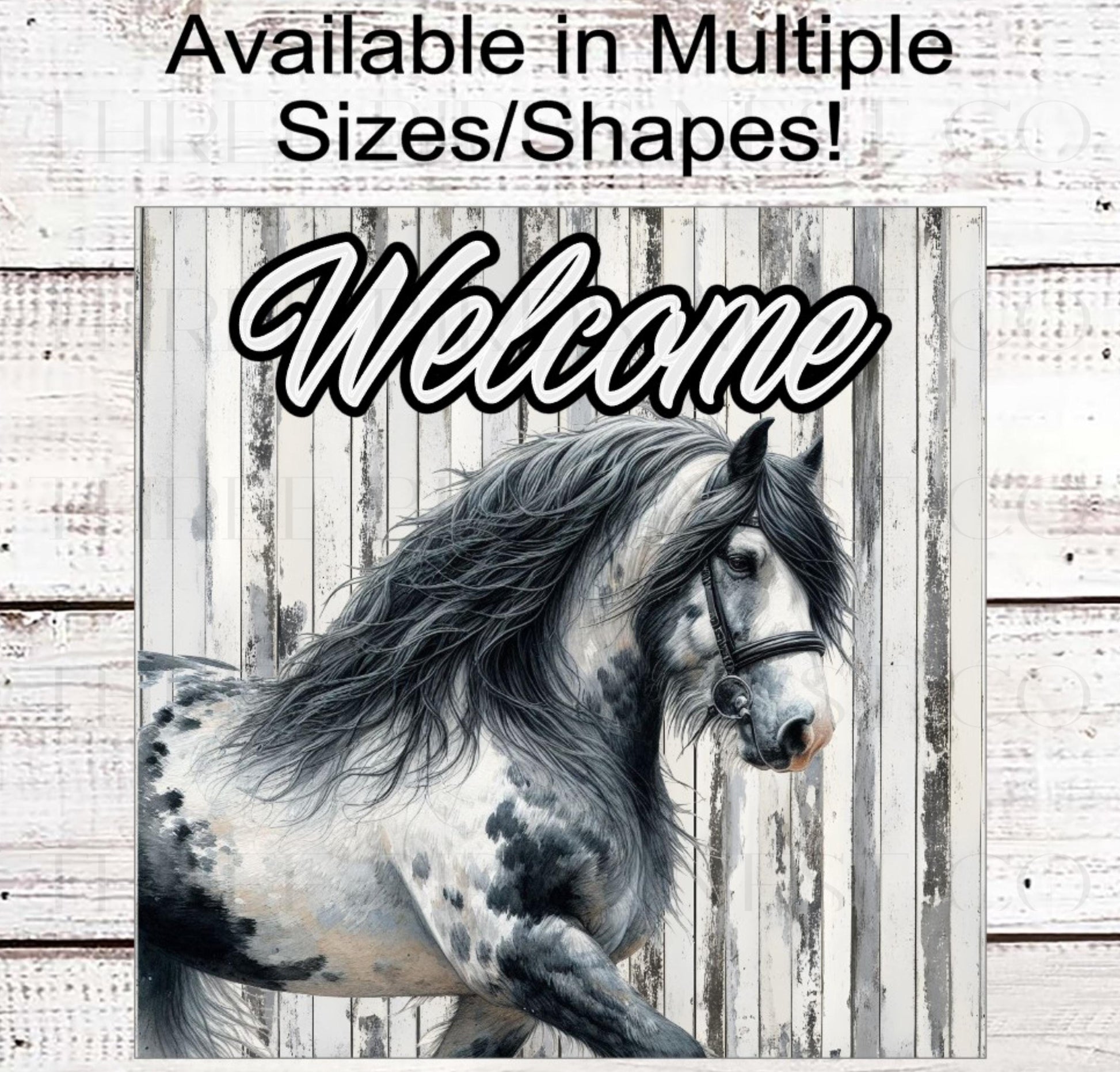 Welcome Wreath Sign, Gypsy Vanner Horse, Rustic Farmhouse, Better on the Farm