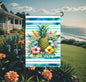 Beach Welcome Double-Sided Garden Flag, Pineapple Lover, Tropical Decor, Hibiscus Flowers