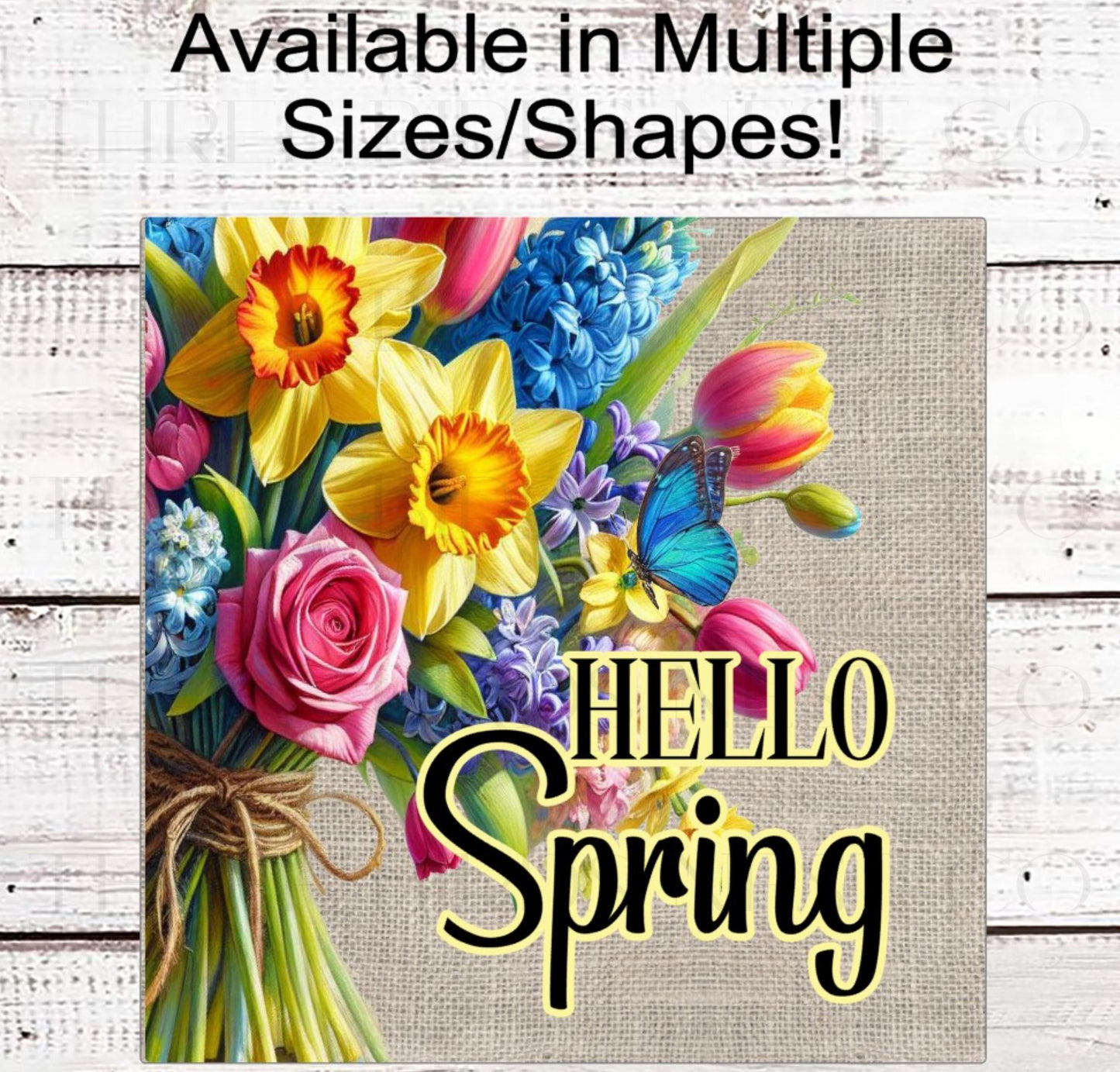 Spring Flower Bouquet, Welcome Wreath Sign, Everyday Sign