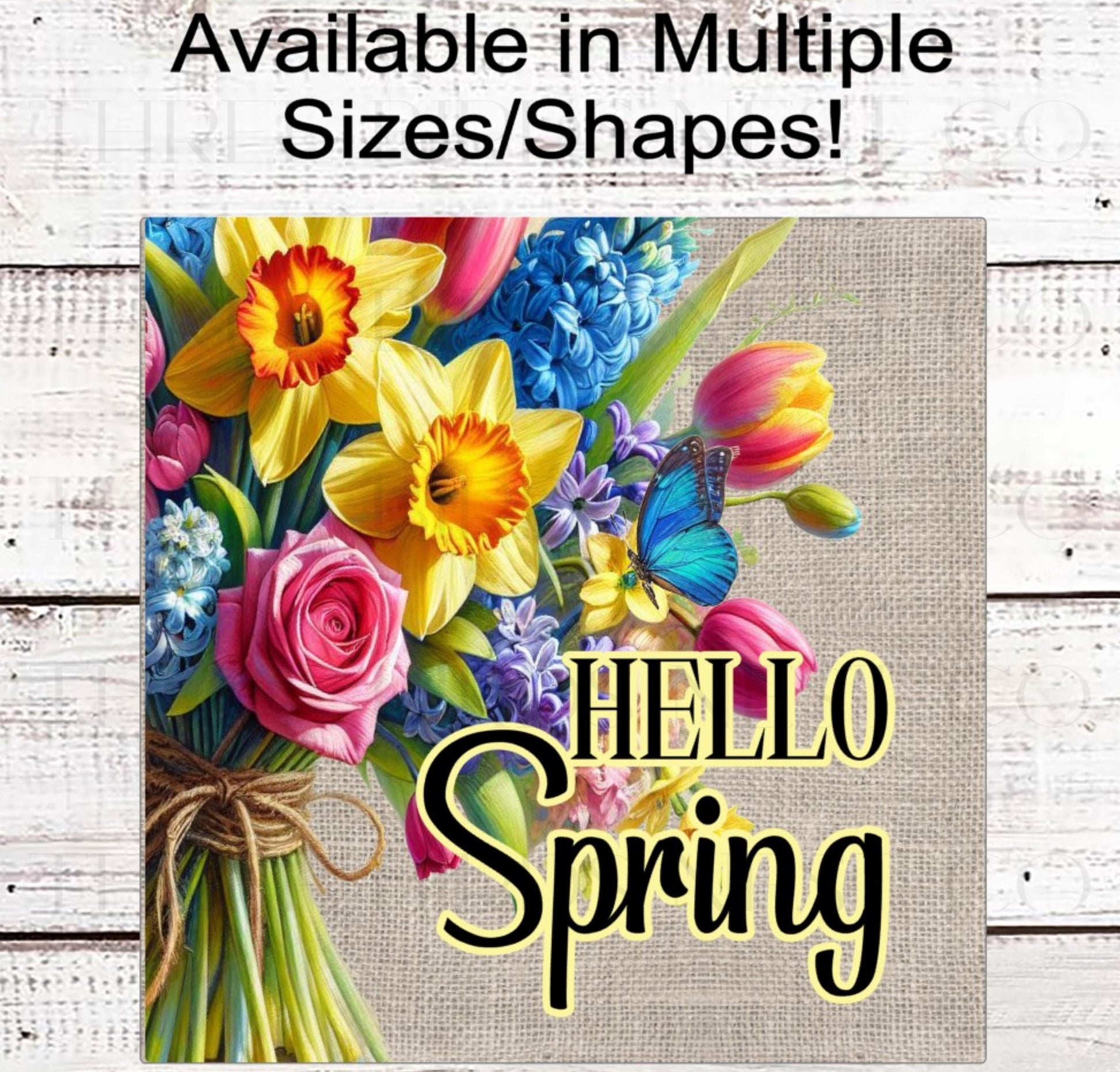 Spring Flower Bouquet, Welcome Wreath Sign, Everyday Sign
