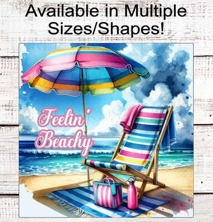 Summer Wreath Sign, Beach Welcome, Beach Chair, Beach Umbrella