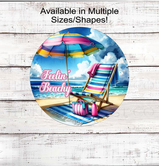 Feelin&#39; Beach with a beautiful beach scene with Beach Chair and Umbrella