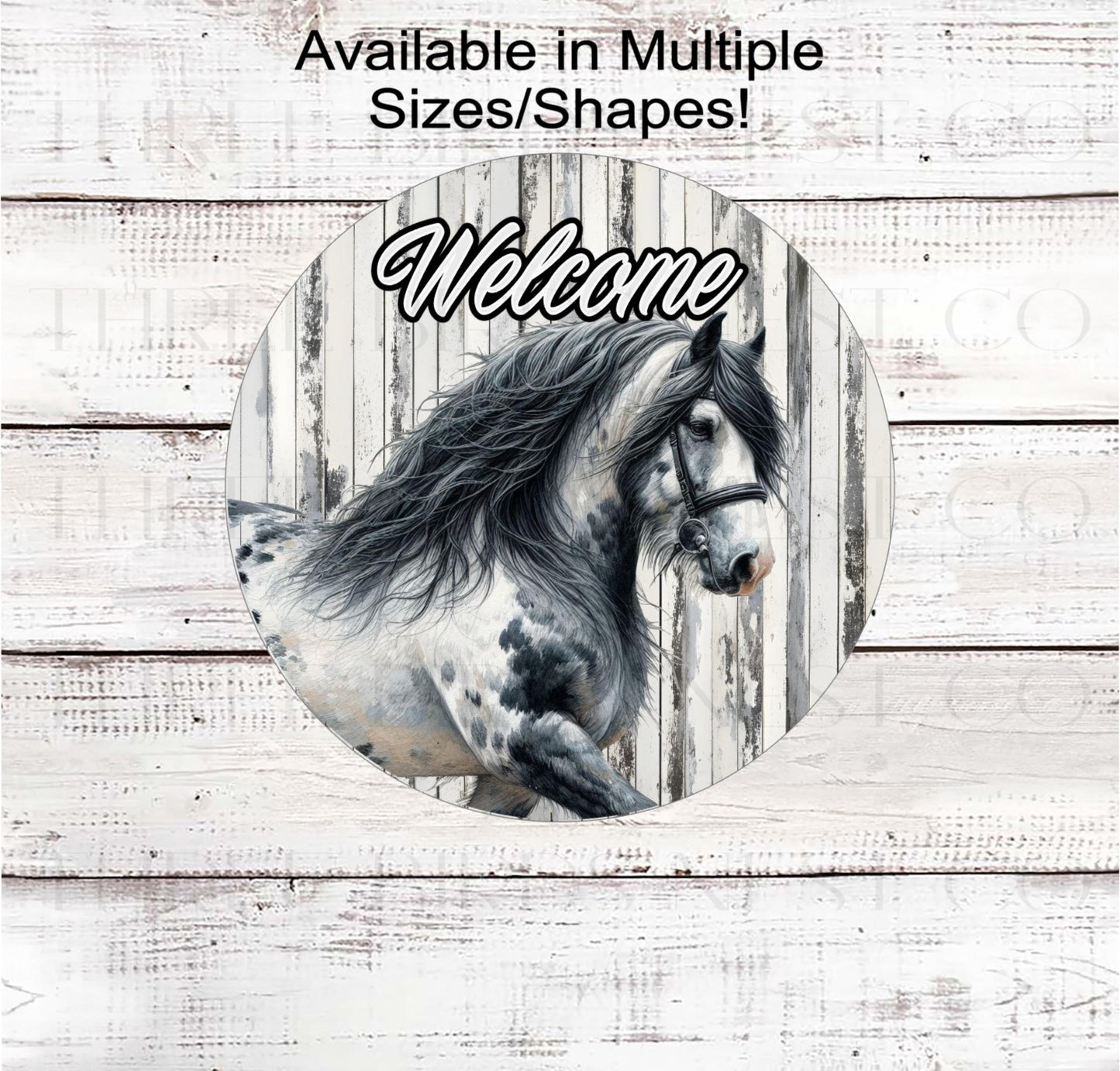 Welcome Wreath Sign, Gypsy Vanner Horse, Rustic Farmhouse, Better on the Farm