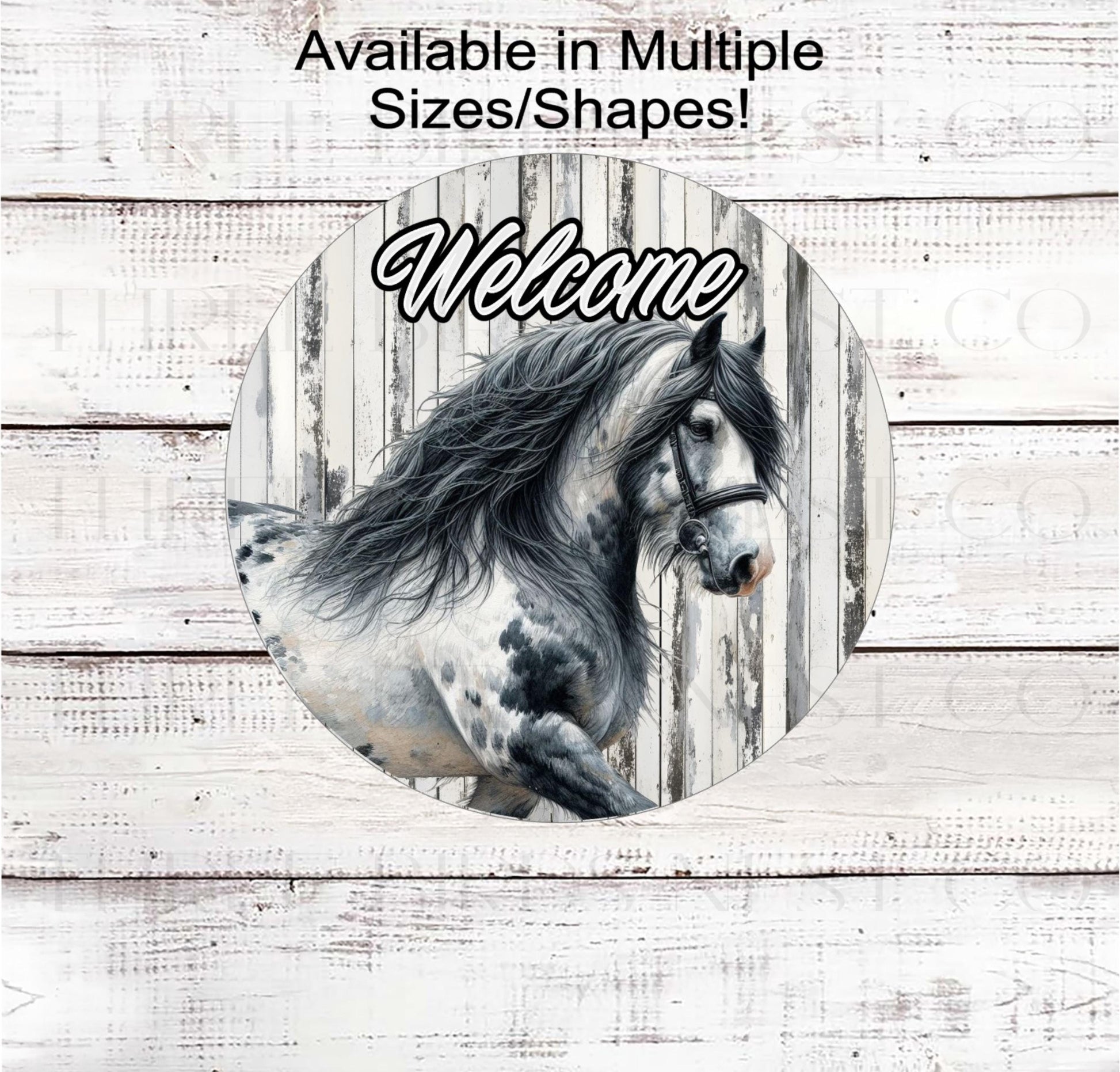 Welcome Wreath Sign, Gypsy Vanner Horse, Rustic Farmhouse, Better on the Farm