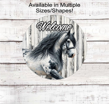 Welcome Wreath Sign, Gypsy Vanner Horse, Rustic Farmhouse, Better on the Farm