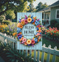 Bless This Home With Love Double-Sided Garden Flag, Rustic Farmhouse, Floral Wreath, Butterfly Lover