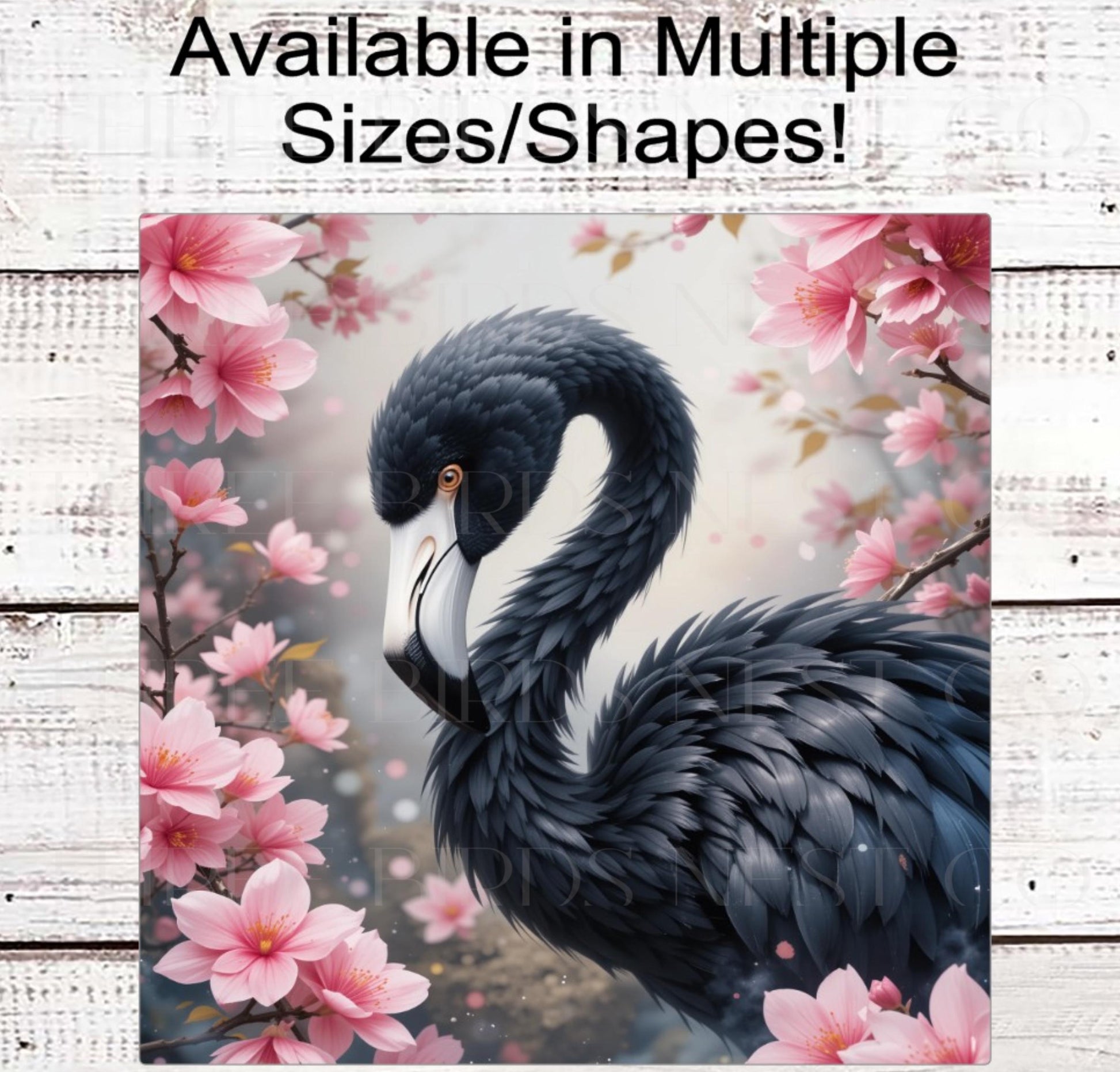 Black Flamingo Wreath Sign, Gothic Lover, Cherry Blossoms Floral Decor