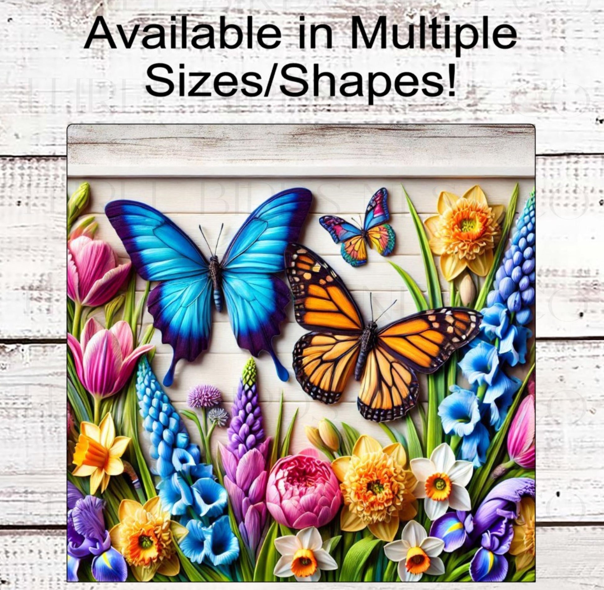 Monarch Butterfly Wreath Sign, Spring Flowers, Everyday Sign