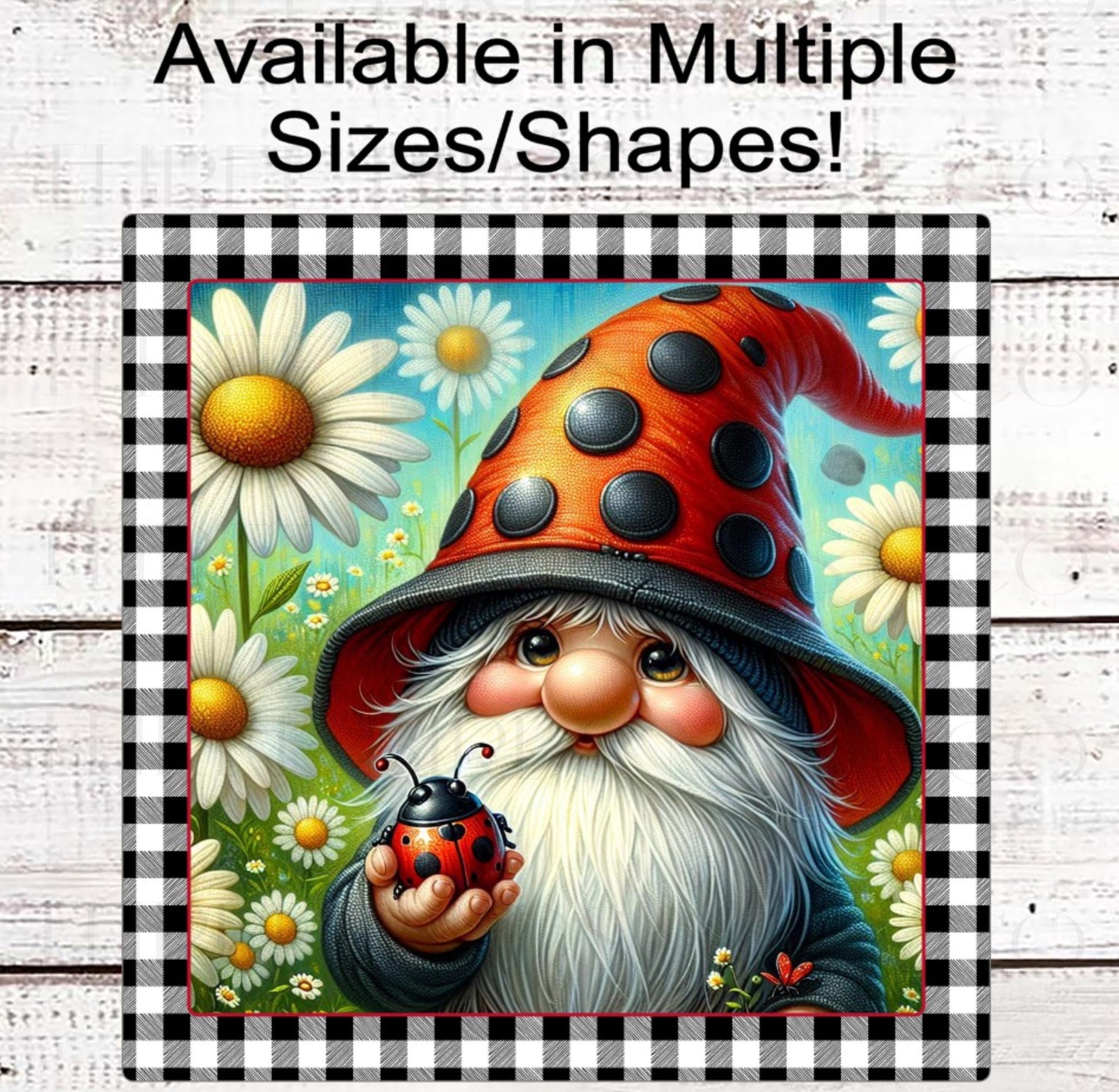 Ladybug Gnome Wreath Sign, Daisy Lover