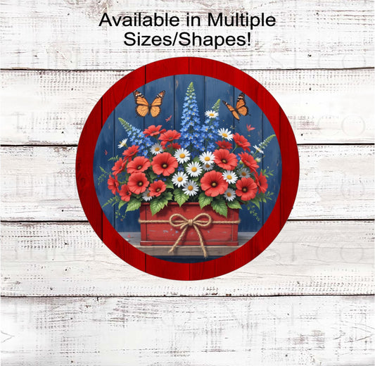 American Flag Welcome Patriotic Wreath Sign