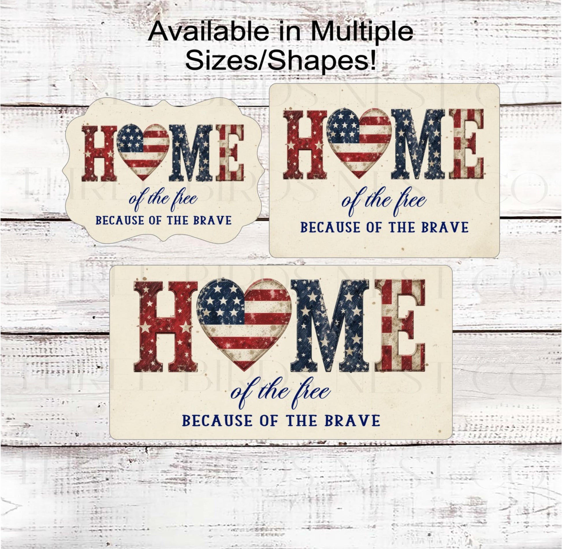 Home Patriotic Wreath Sign, Vintage Flag Decor, Home of the Free Because of the Brave
