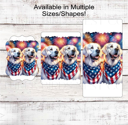 Patriotic Dog Wreath Signs, English Cream Golden Retriever Dogs, American Flag, Beach Decor, Fireworks Sign, 4th of July