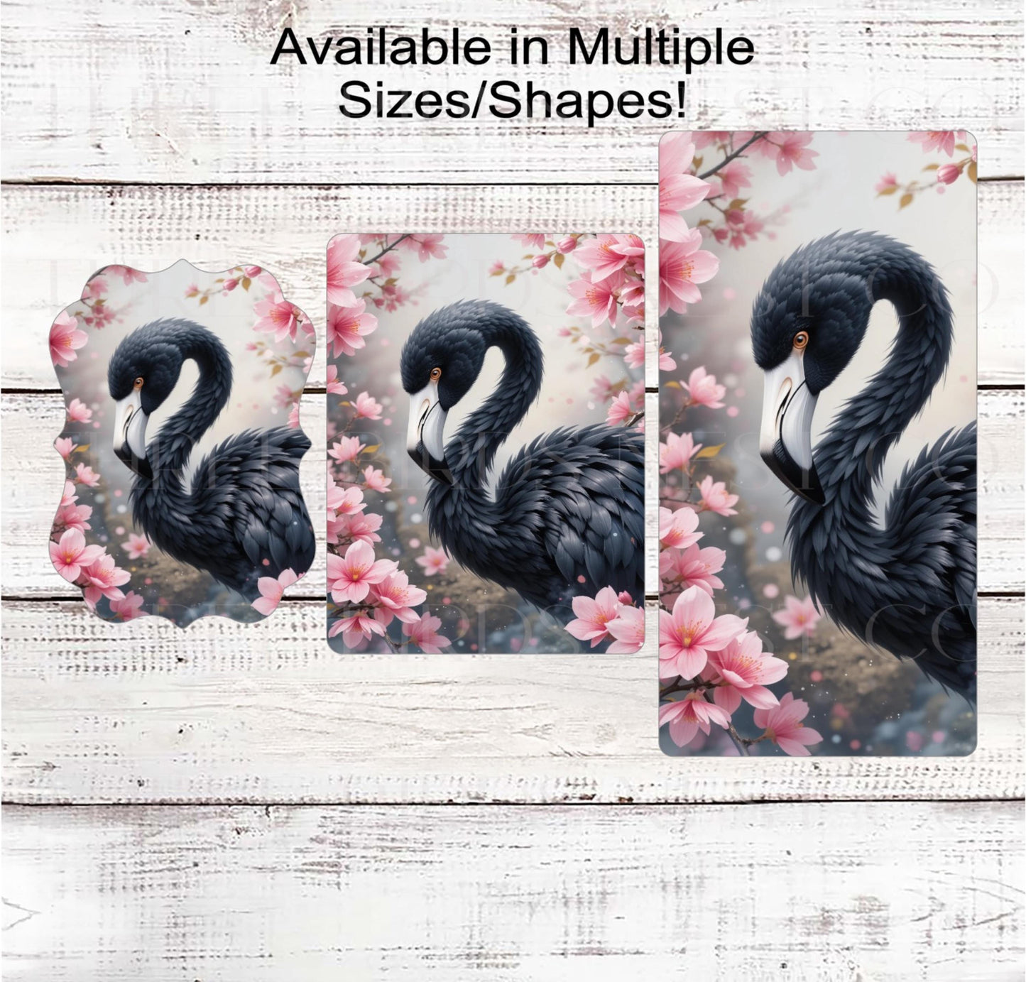 Black Flamingo Wreath Sign, Gothic Lover, Cherry Blossoms Floral Decor