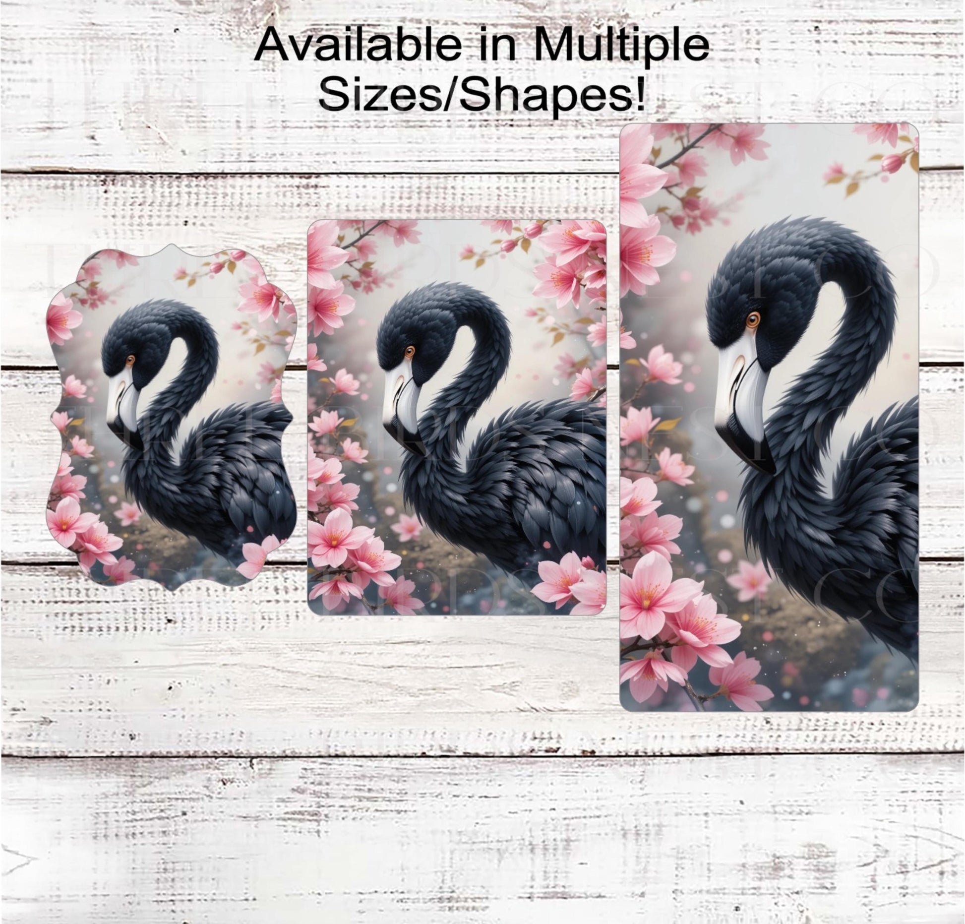 Black Flamingo Wreath Sign, Gothic Lover, Cherry Blossoms Floral Decor