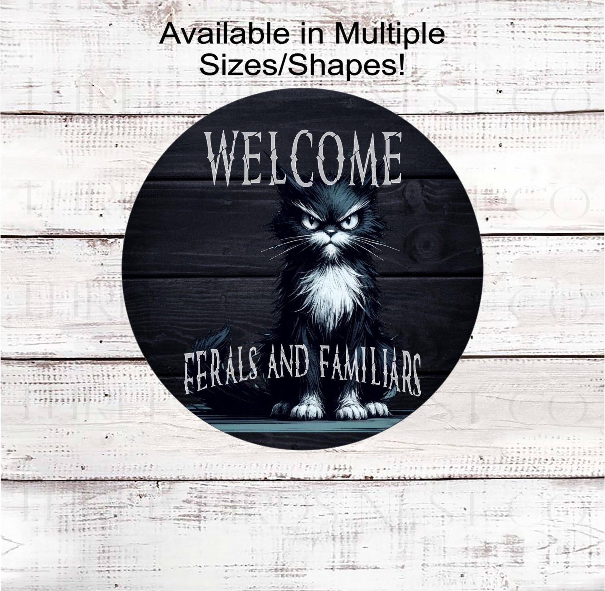 Halloween Wreath Signs, Ferals and Familiars, Black Cat Sanctuary, Spooky Sign
